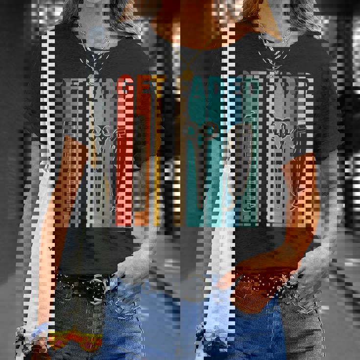 ゲット・フェード、バーバー・クリッパーズ、ファニー・バーバー Tシャツ 彼女への贈り物