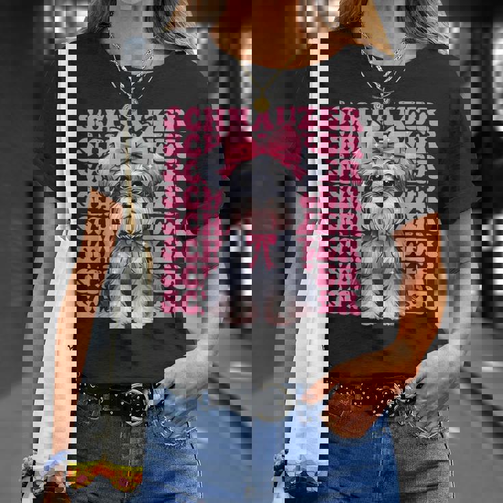 コケット リボン シュナウザー 女の子 犬 ママ 母の日 ピンク Tシャツ 彼女への贈り物