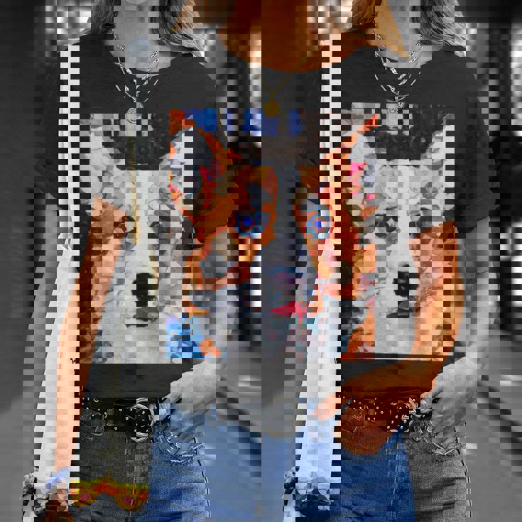 コーギー・ポートレート キュビズム・アート Tシャツ 彼女への贈り物