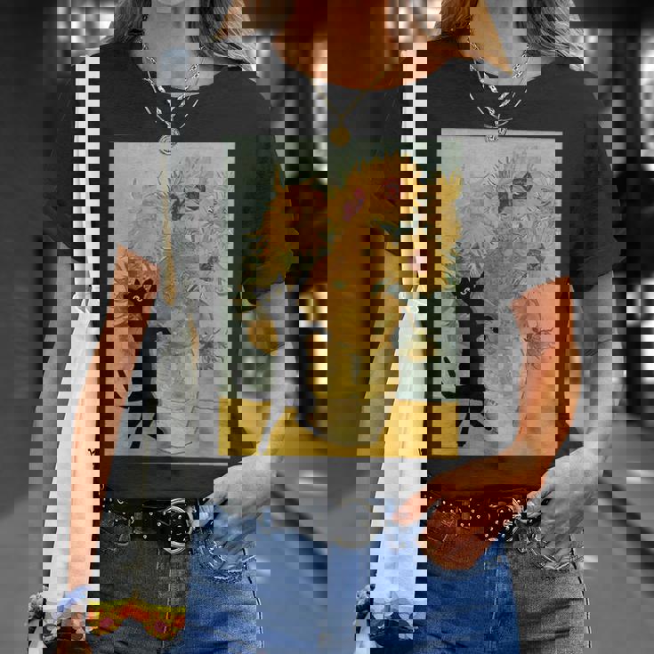 ゴッホ ひまわり 面白い 猫 アート 絵画 Tシャツ 彼女への贈り物