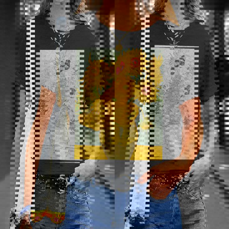 ゴッホのひまわりアートアーティスト向け Tシャツ 彼女への贈り物