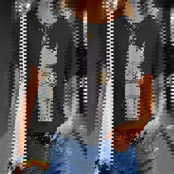 サイ コーヒー 野生動物 サイ Tシャツ 彼女への贈り物