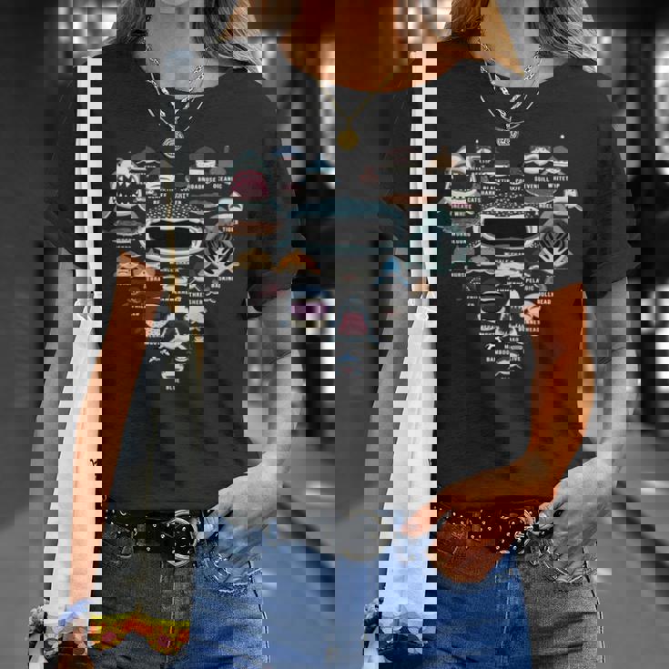 サメの識別 サメの顔 サメのハート 長袖tシャツ Tシャツ 彼女への贈り物