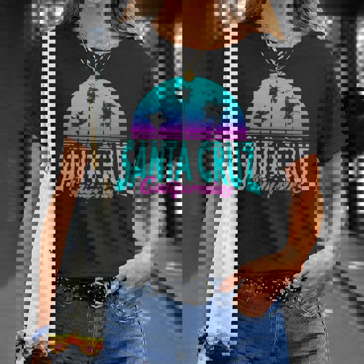 サンタクルーズ カリフォルニア レトロ ヴィンテージ サンセット 長袖tシャツ Tシャツ 彼女への贈り物