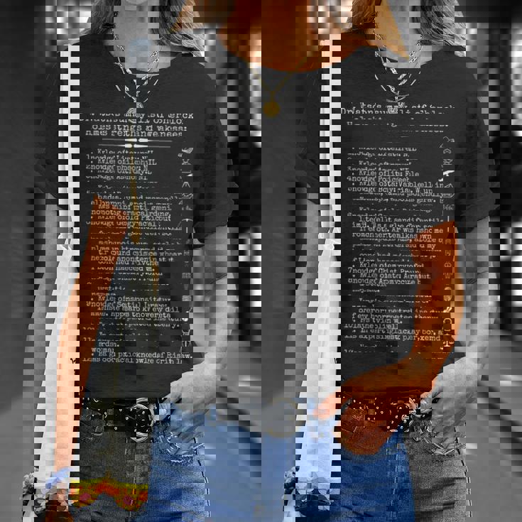 シャーロック・ホームズの長所と短所をワトソンのリスト。 Tシャツ 彼女への贈り物