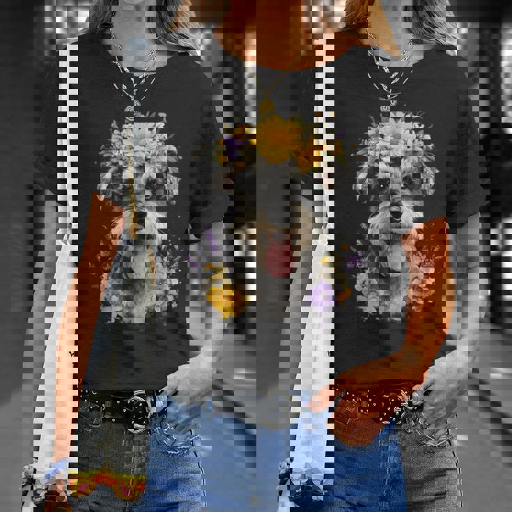 シュナウザー ママ 犬好き 母の日 レトロ 花 Tシャツ 彼女への贈り物