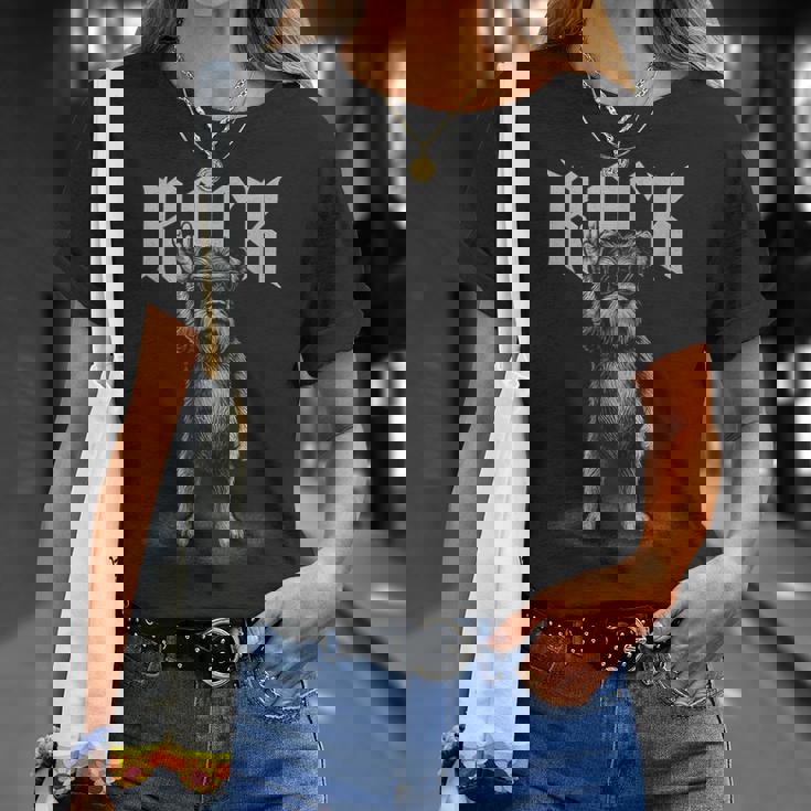 シュナウザー ロックミュージック レトロ ヴィンテージ 犬好き Tシャツ 彼女への贈り物