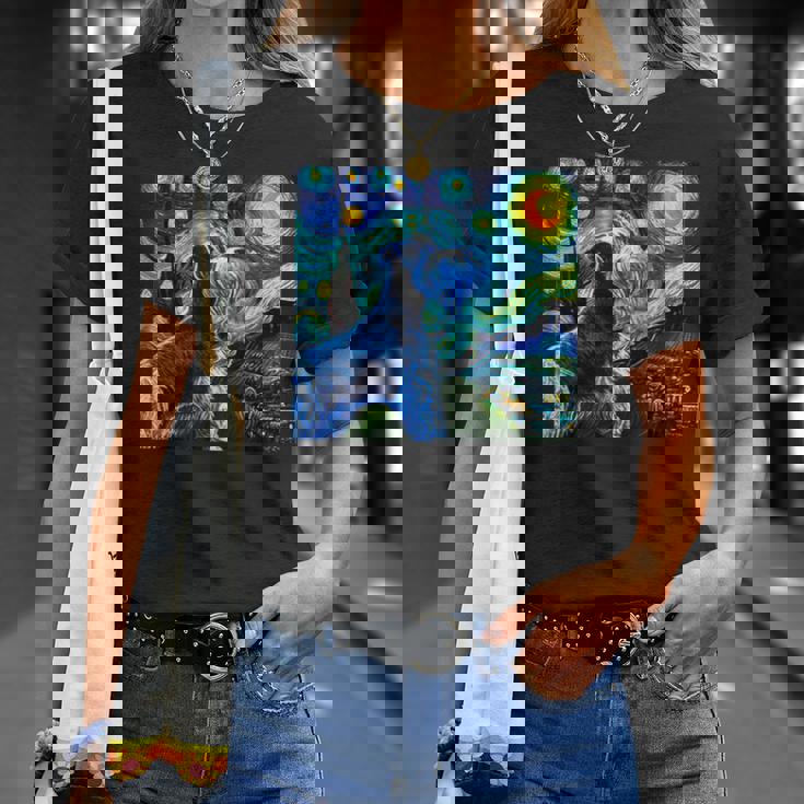 シュナウザー 面白いtシャツ 犬 ゴッホ 星月夜 かわいい メンズ 子供 おもしろ 服 グッズ ネタ Tシャツ 彼女への贈り物