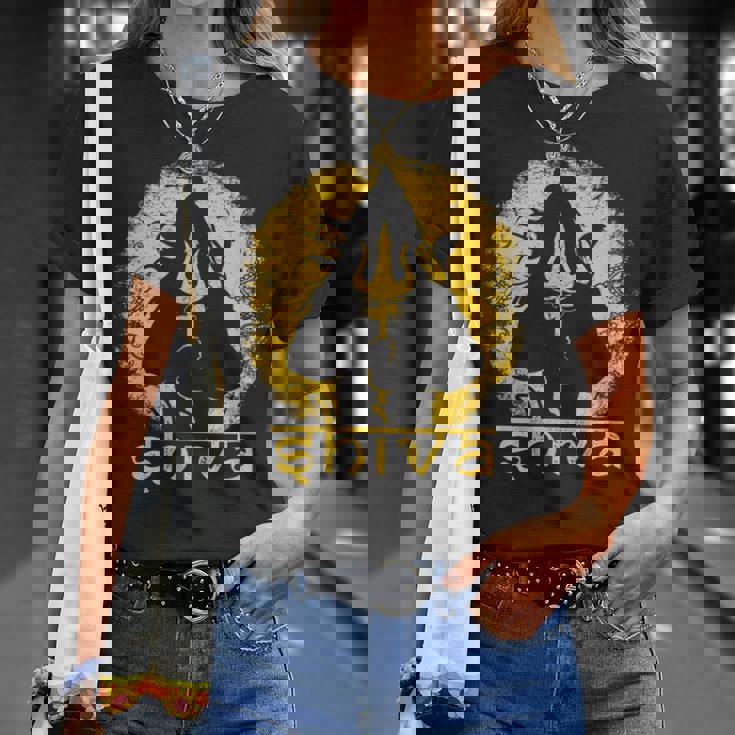 シヴァ 神聖なトライデントデザイン 男性用 ヒンズー教の神 シヴァ神 Tシャツ 彼女への贈り物