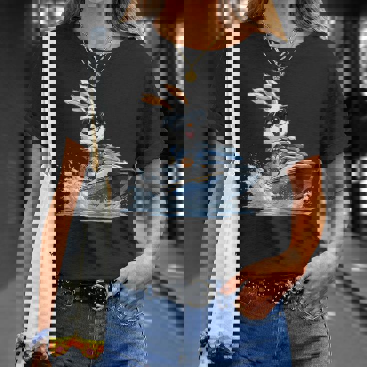 ジェットスキー ジェットスキー ウサギ イースターバニー サングラス Tシャツ 彼女への贈り物