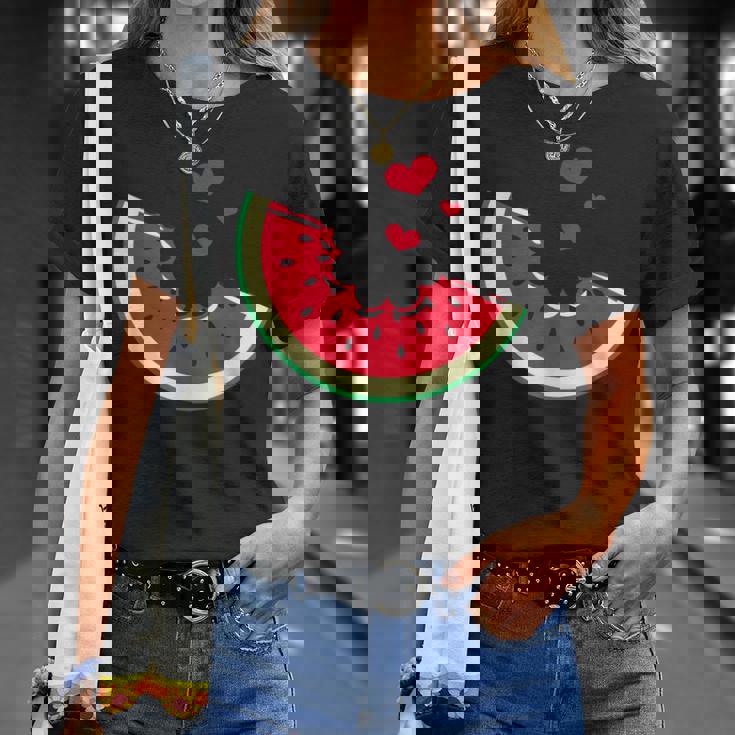 スイカ スライス メロン 夏休み シーズン フルーツ愛好家 Tシャツ 彼女への贈り物