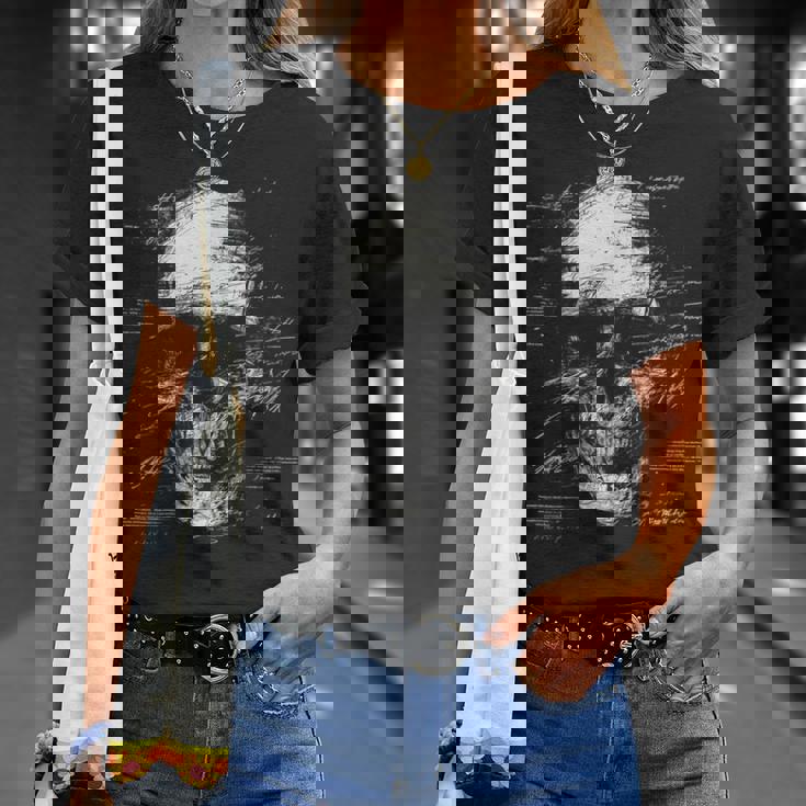 スカルアートグラフィックテキストモチーフドクロ Tシャツ 彼女への贈り物