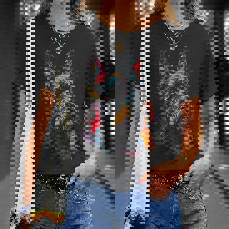 スコティッシュ・テリア 犬 グラフィック ペット アートワーク スコティッシュ・テリア Tシャツ 彼女への贈り物