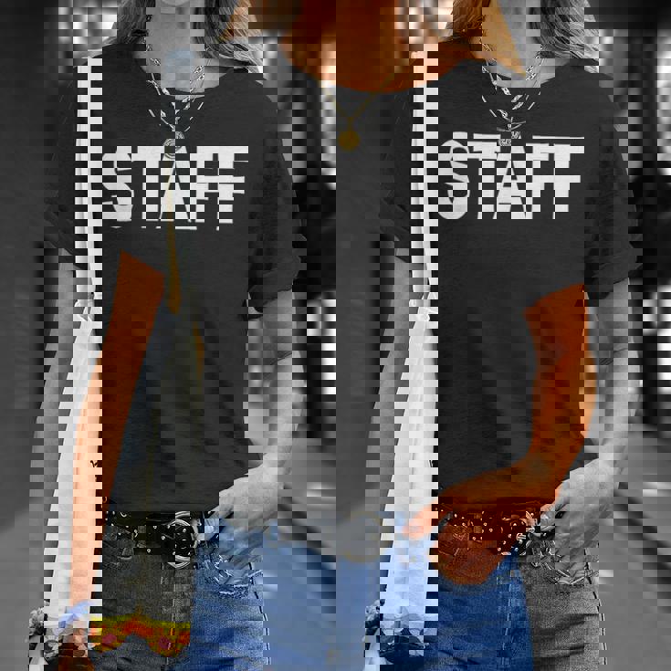 スタッフtaff ユニフォーム（ホワイト 白）【ワーク・イベント】係員・警備 衣装 文字 Tシャツ 彼女への贈り物