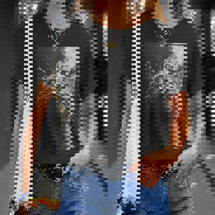 スモーキング 猫 ミーム 大人 ユーモア ノベルティ グラフィック Tシャツ 彼女への贈り物