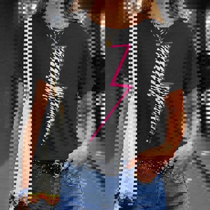 ゼブラ ピンク 稲妻 Tシャツ 彼女への贈り物