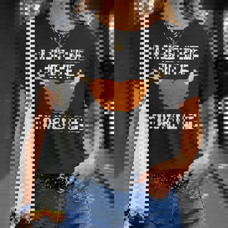 ターキー・レッグ・ファニー・サンクスギビング・ターキーのためにここに来たんだ 長袖tシャツ Tシャツ 彼女への贈り物