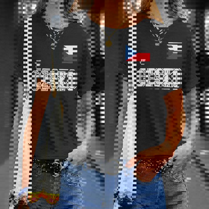チェコ共和国 胸に Cesko 旗国旗 Tシャツ 彼女への贈り物