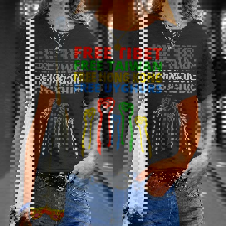 チベットフリー 台湾 香港 ウイグル人保護 Tシャツ 彼女への贈り物