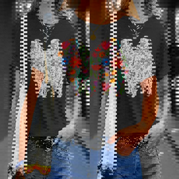 チャウチャウ 水彩 花 デザイン Tシャツ 彼女への贈り物