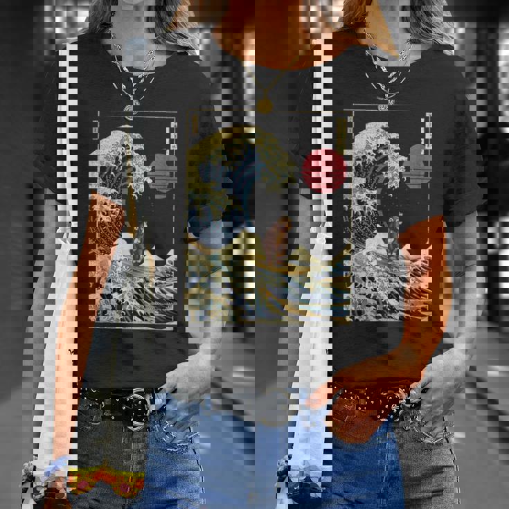 チンパンジー 神奈川波 おもしろサーフアニマル Tシャツ 彼女への贈り物