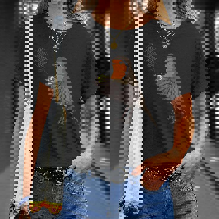 テニス ヨーロッパコマドリ 鳥 動物 図 バードウォッチング 贈り物 鳥類学者 生物学者 自然科学 Tシャツ 彼女への贈り物