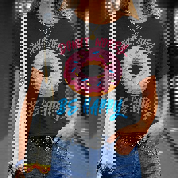 ドーナツ 悩み幸せになる 生地 デザート 幸福 スナック ドーナツ Tシャツ 彼女への贈り物