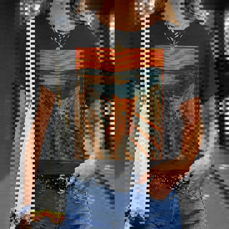 ニャンコの叫び 面白い 猫 ムンクの叫び パロディ おもしろ 服 おもしろグッズ ネタ 長袖tシャツ Tシャツ 彼女への贈り物