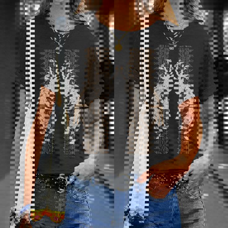 ネイティブアメリカン ココペリミュージシャンツインズ ボーダー2 楽しい Tシャツ 彼女への贈り物