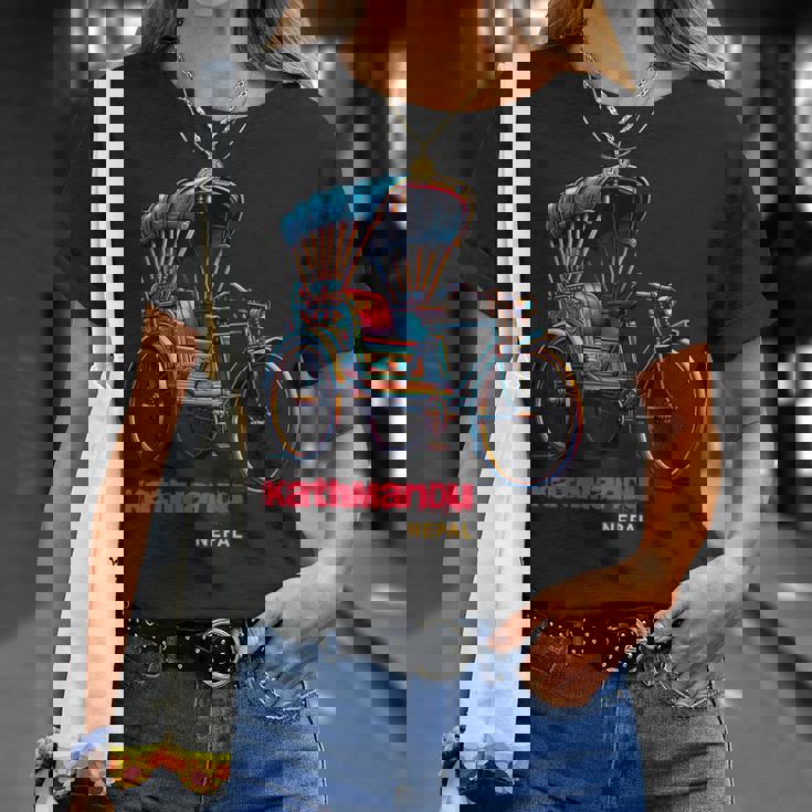 ネパール 自転車 リッチショウ お土産 ネパール カトマンズ Tシャツ 彼女への贈り物