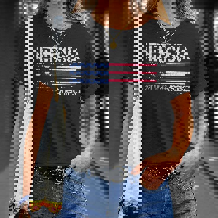 ネブラスカの座標 米国旗 Tシャツ 彼女への贈り物