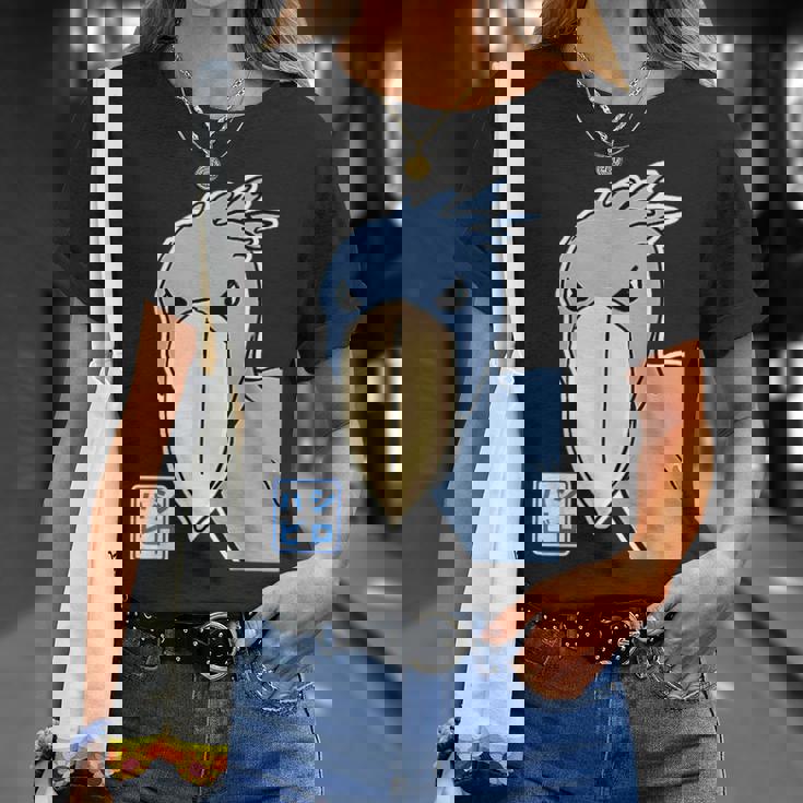 ハシビロコウさん『フル ビッグプリント』青い鳥【どうぶつフレンズ】ゆるくて かわいい 動物園の生き物 イラスト Tシャツ 彼女への贈り物