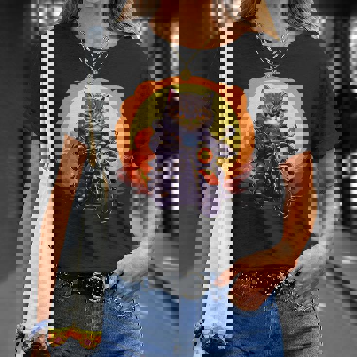 バイカー エキゾチック ショートヘア 猫 乗馬 オートバイ Tシャツ 彼女への贈り物