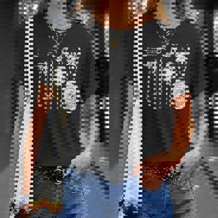 バイキング 戦士装備 剣 兜 斧 角 ヴァルハラ Tシャツ 彼女への贈り物