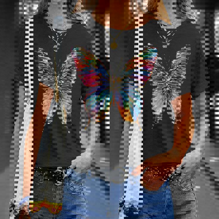 バタフライ カラフルな羽 バタフライ 蝶 Tシャツ 彼女への贈り物