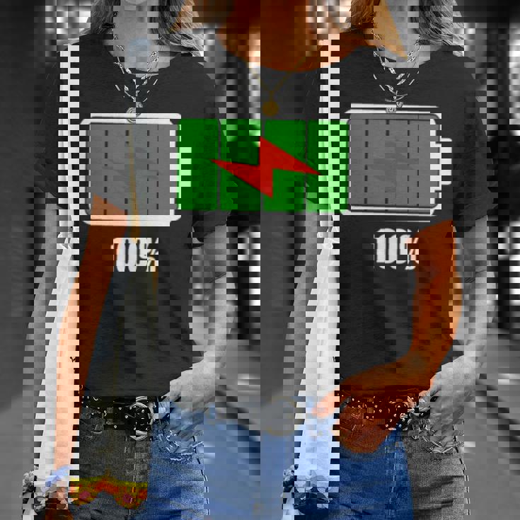 バッテリー100シャツ残量バッテリーフルパワーバッテリーフル。 長袖tシャツ Tシャツ 彼女への贈り物