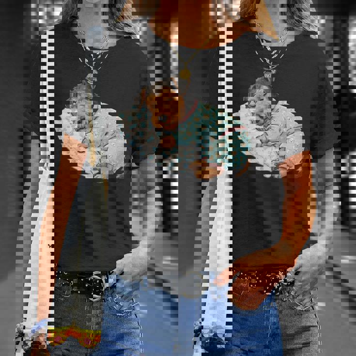 パジャマで寝ているかわいいボストンテリア犬就寝アート 長袖tシャツ Tシャツ 彼女への贈り物