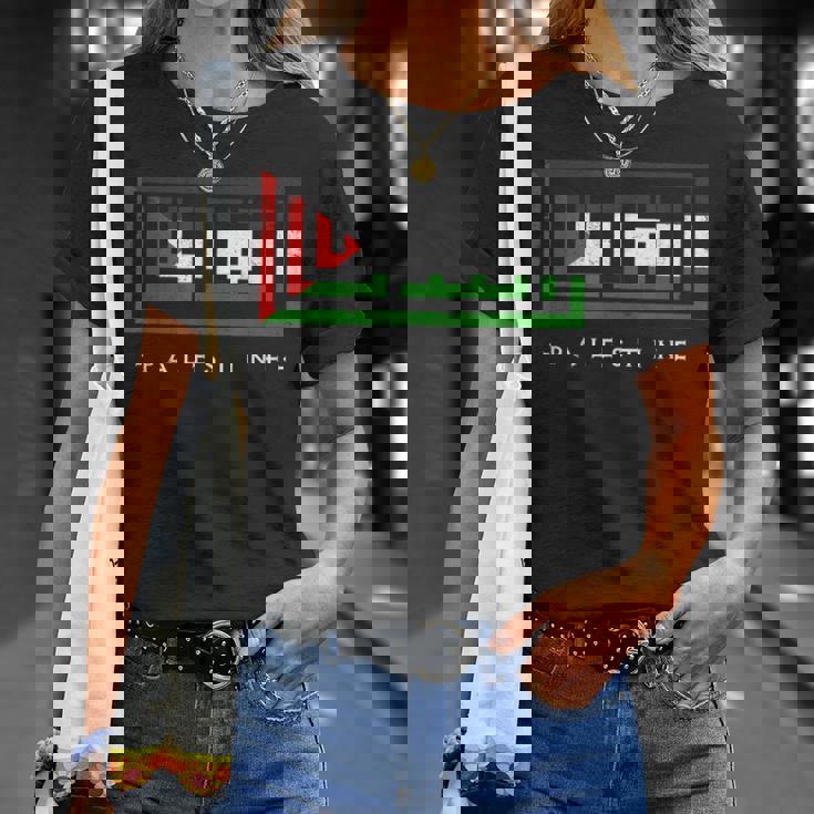 パレスチナ パレスチナ国旗 アラビア語カリグラフィー フリーパレスチナ Tシャツ 彼女への贈り物