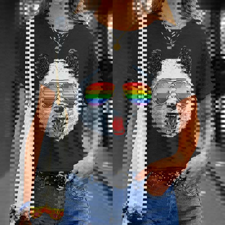パンダ ゲイプライド Lgbt レインボーフラッグ サングラス Lgbtqギフト Tシャツ 彼女への贈り物