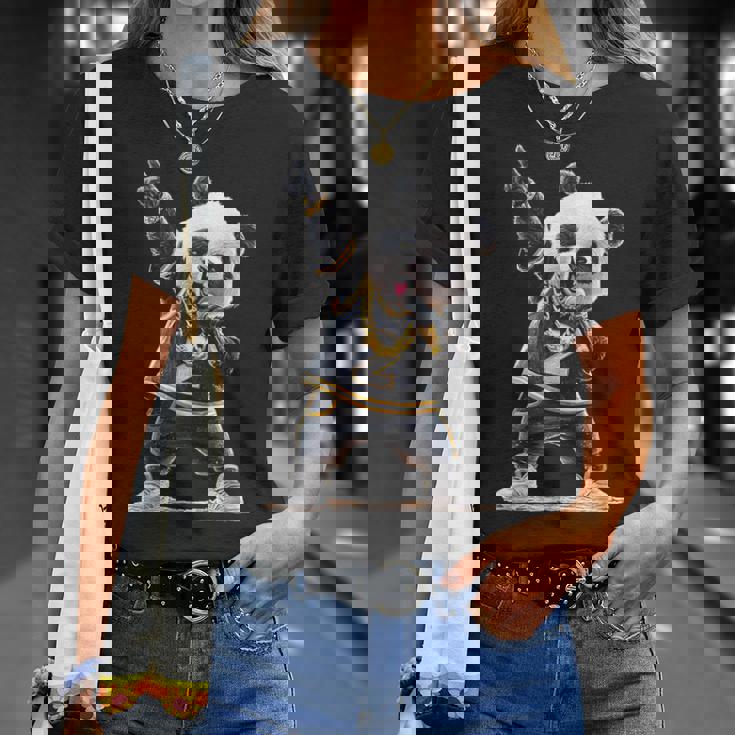 パンダ ホールドマイク 歌う ダンス 動物 グラフィック パンダ Tシャツ 彼女への贈り物