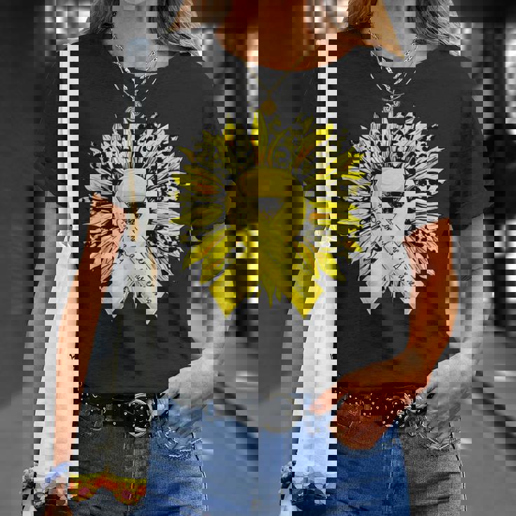 ヒョウ ヒマワリ イエローリボン 肉腫 がん啓発 Tシャツ 彼女への贈り物