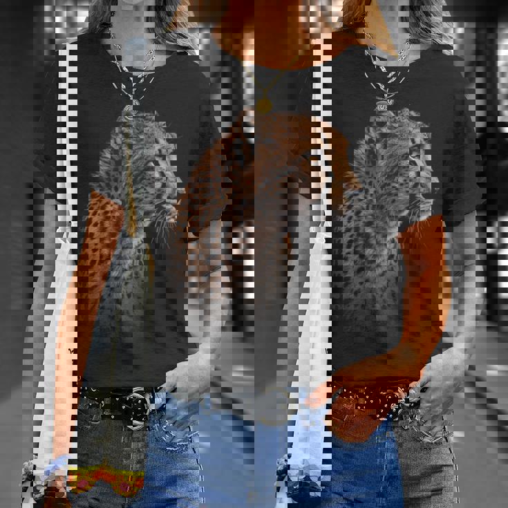 ヒョウチーター 虎 ヒョウの顔 ライオン 猫 Tシャツ 彼女への贈り物