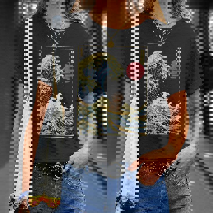 ビション・フリーゼ 日本神奈川波 おもしろサーフドッグ Tシャツ 彼女への贈り物