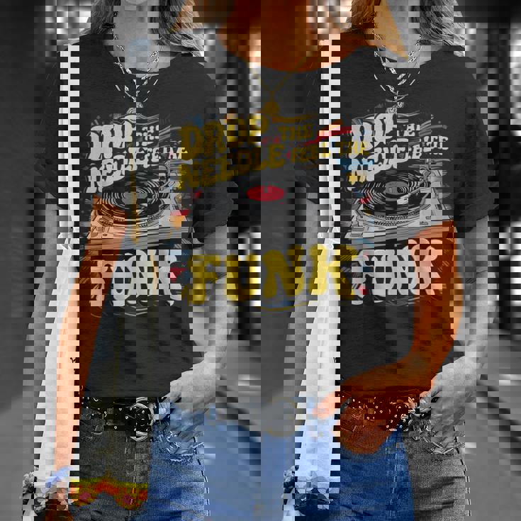 ビニールファンキー音楽愛好家 面白いファンクコスチューム Tシャツ 彼女への贈り物