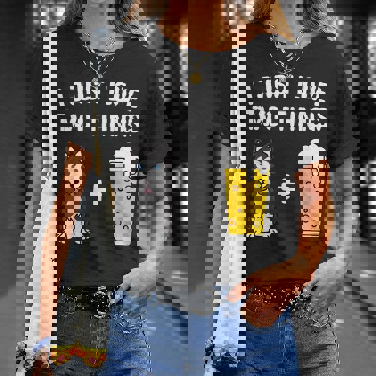 ビールシベリアン・ハスキー犬 Tシャツ 彼女への贈り物