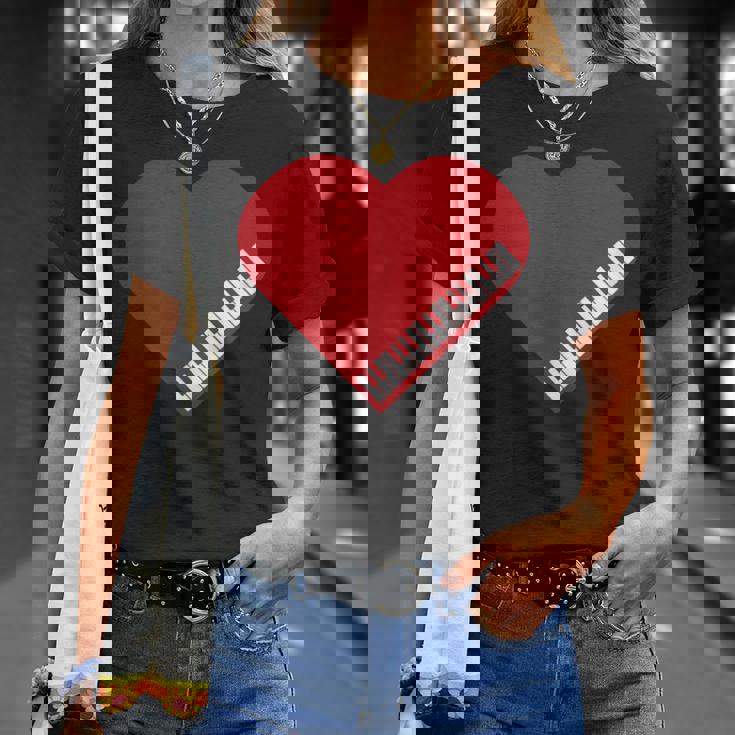 ピアノ ハート ピアノ 楽譜 ピアノスツール 鍵盤羽 Tシャツ 彼女への贈り物