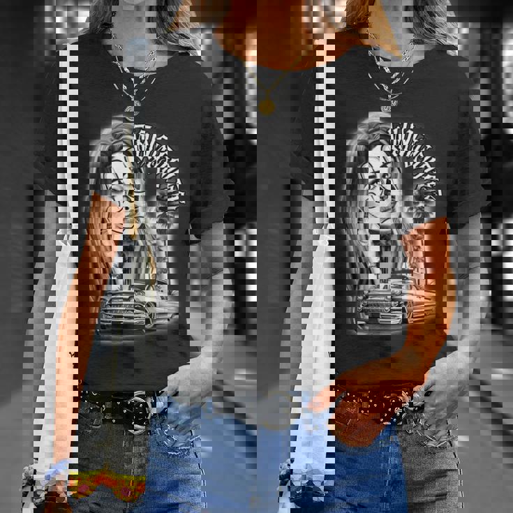 ピエロガール パヤサ×チカーノ ローライダーギャングスターブラックワーク Tシャツ 彼女への贈り物