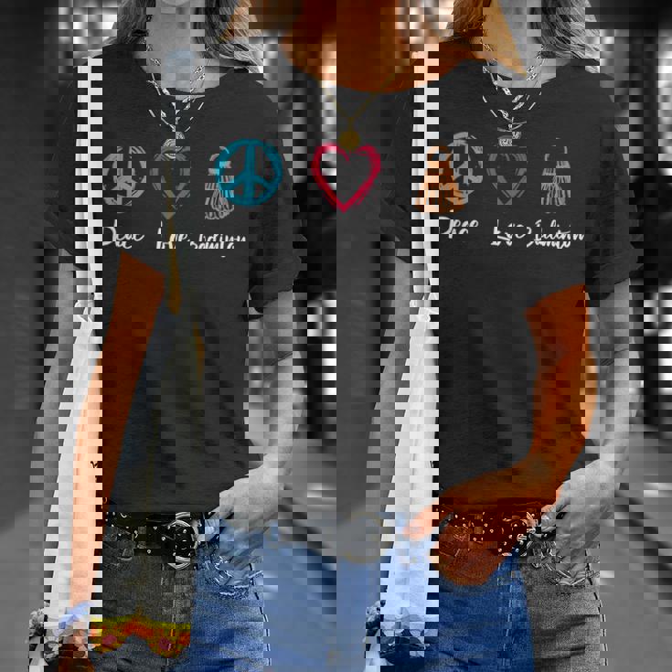 ピース・ラブ・バドミントン アイ・ラブ・バドミントン 長袖tシャツ Tシャツ 彼女への贈り物