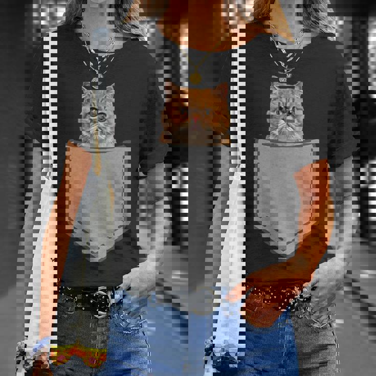 ファニーエキゾチックショートヘア猫 Tシャツ 彼女への贈り物