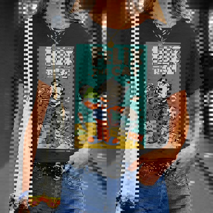 フェリックス・ザ・キャット・ムーン・ドリーマー レトロ1920年代天体アニメーション Tシャツ 彼女への贈り物